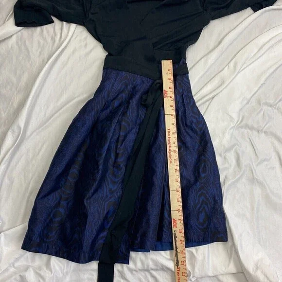 DVF Diane von Furstenberg JEWEL Shadow Blue Black Silk Combo Wrap Dress Size 0 - Picture 13 of 13